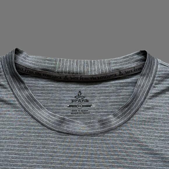 prAna Ganaway Men's SS Tee Gray Striped Performance Size XL GUC - Picture 4 of 9